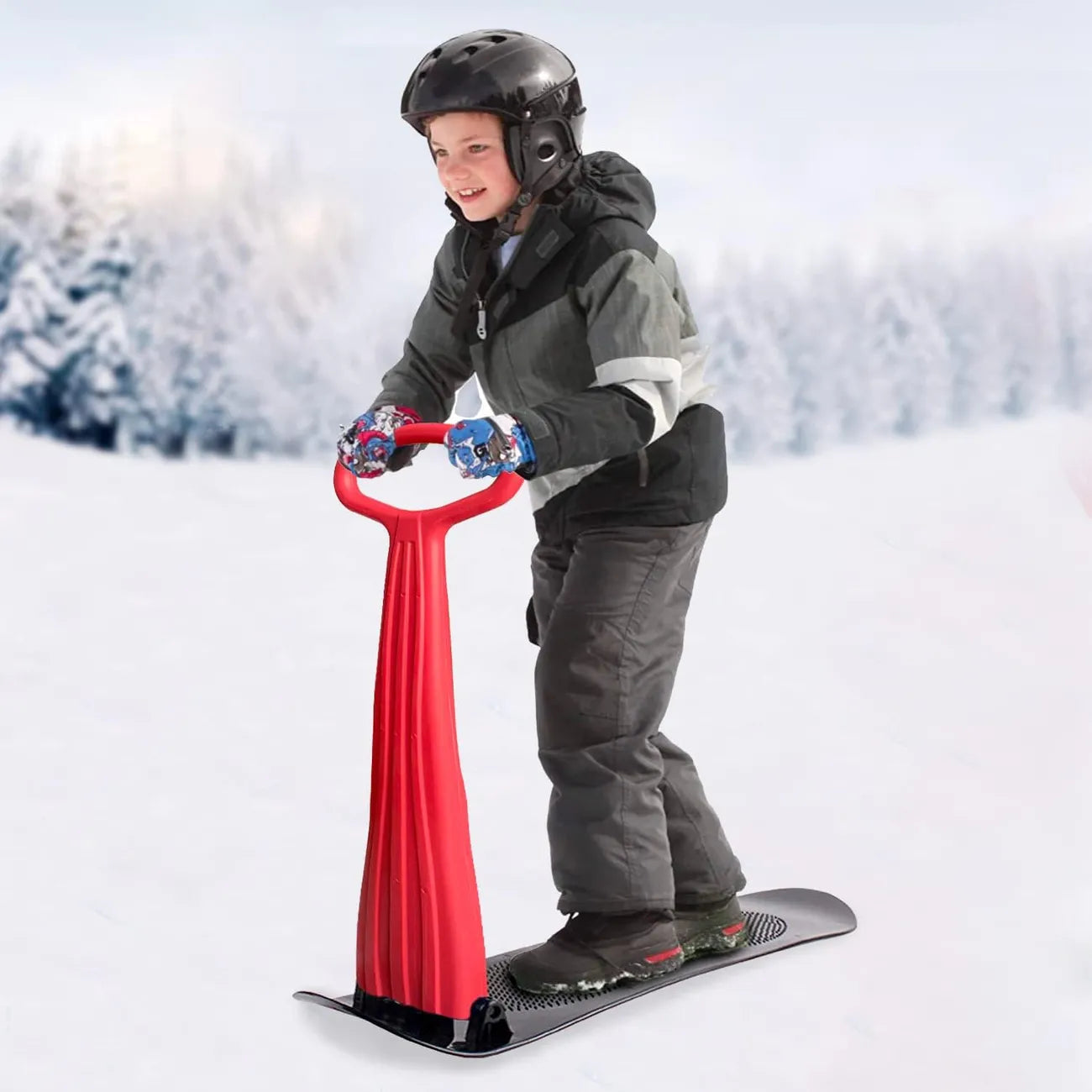 Snowboard kælk med håndtag - Rød