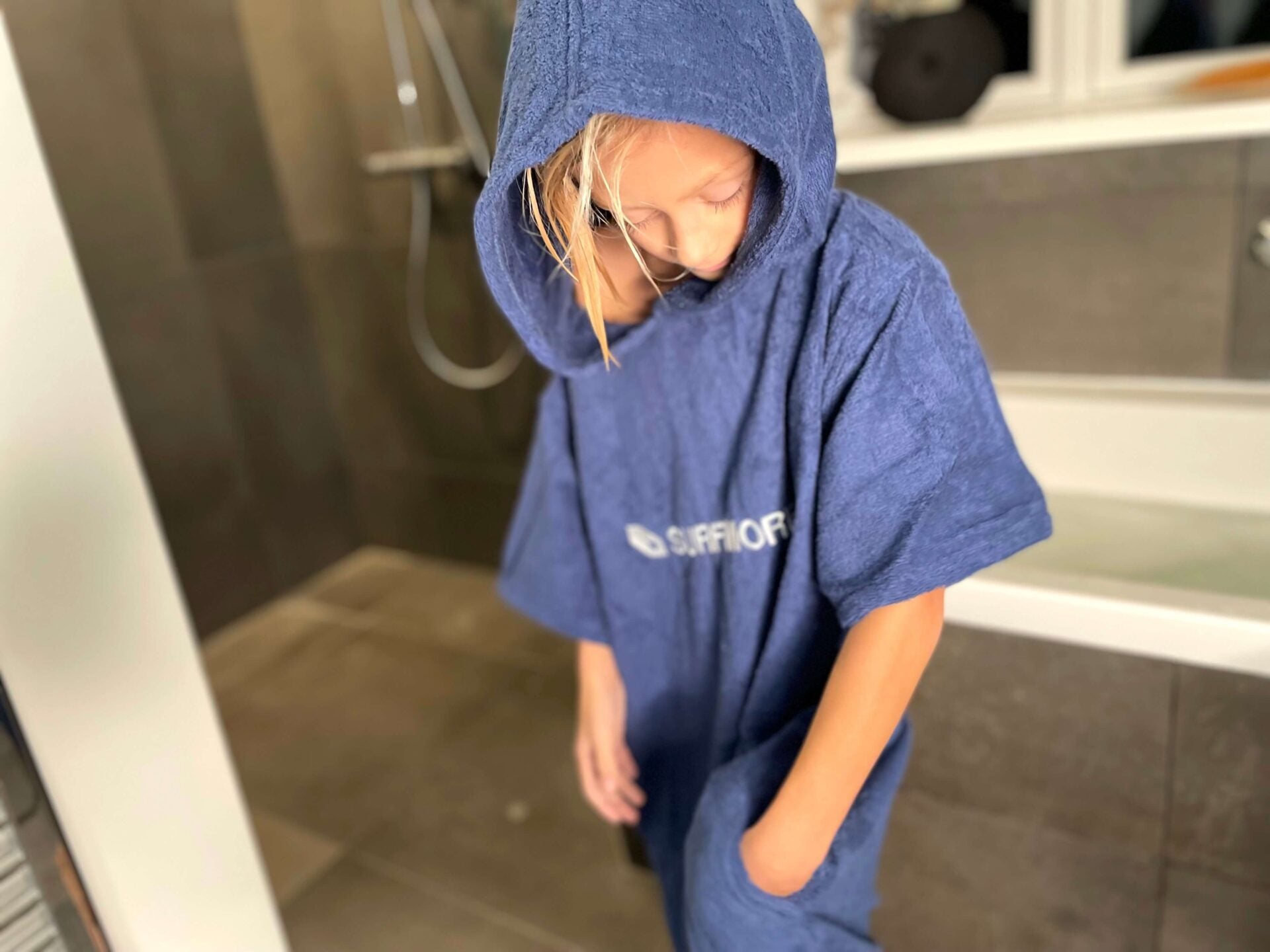 SURFMORE badeponcho til børn - Navy